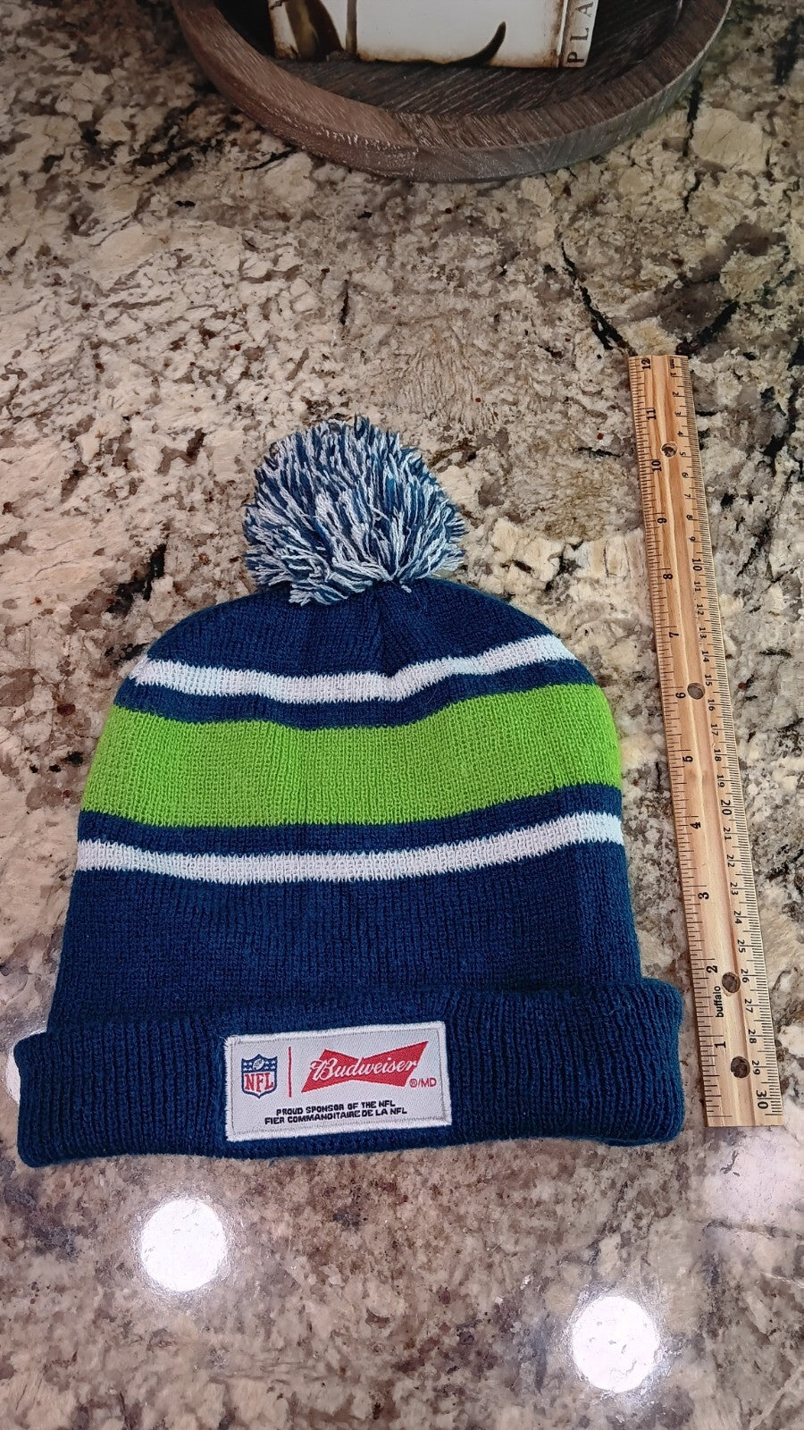 Seattle Seahawks Hat Beanie Toque Blue Green NFL Football Budweiser Cuffed Mens