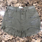 Size 26 One Teaspoon Womens Jean Skirt Olive Green Rips Fringe Grunge CN