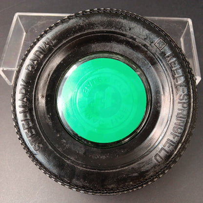 Kelly-Springfield And Timac Tire Sales Ltd Vintage Ashtray Rubber Tire And Glass
