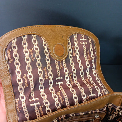 Tignanello Leather Brown Hobo Handbag Magnetic Zip Close Purse With Defects CN