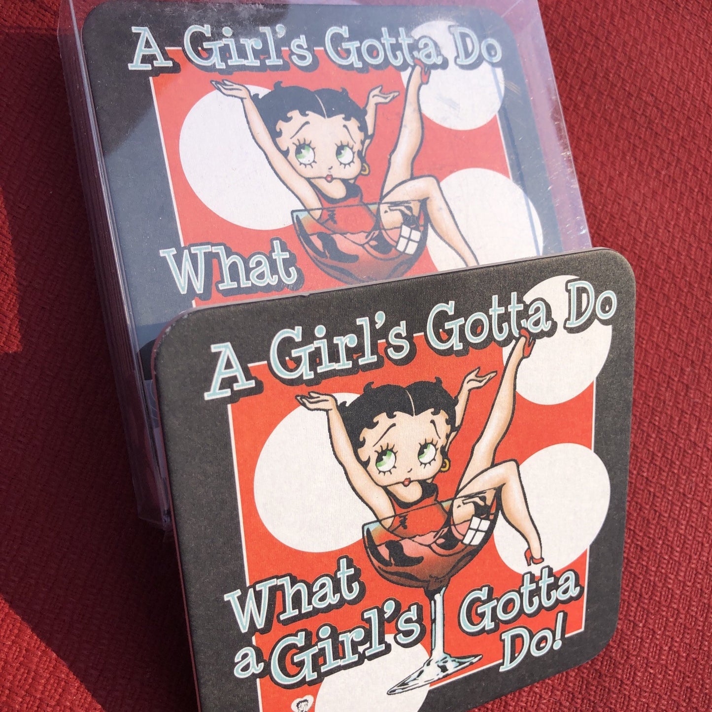 Betty Boop Collectables Metal Cigarette Case And 8 Cardboard Coasters CN