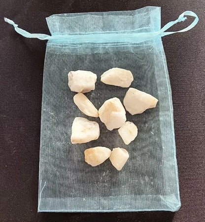 9pcs Quartz Natural Healing Rubbing Stones In Draw String Bag. Canadian Stones