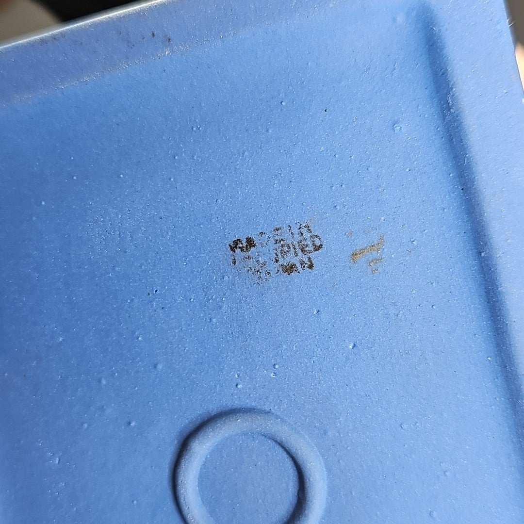 Vintage Ceramic Jewelry Trinket Box Made In Occupied Japan Blue White Art Deco