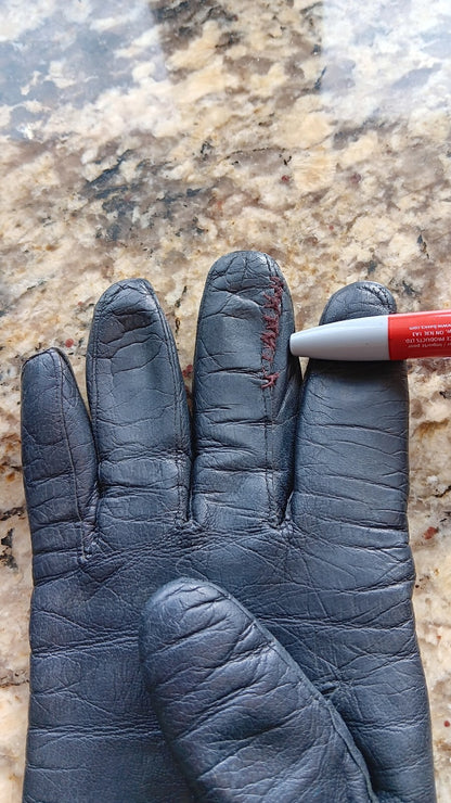 Vintage 7.5 Women Lamb Leather Gloves Soft Rabbit Fur Insulation Made In Italy