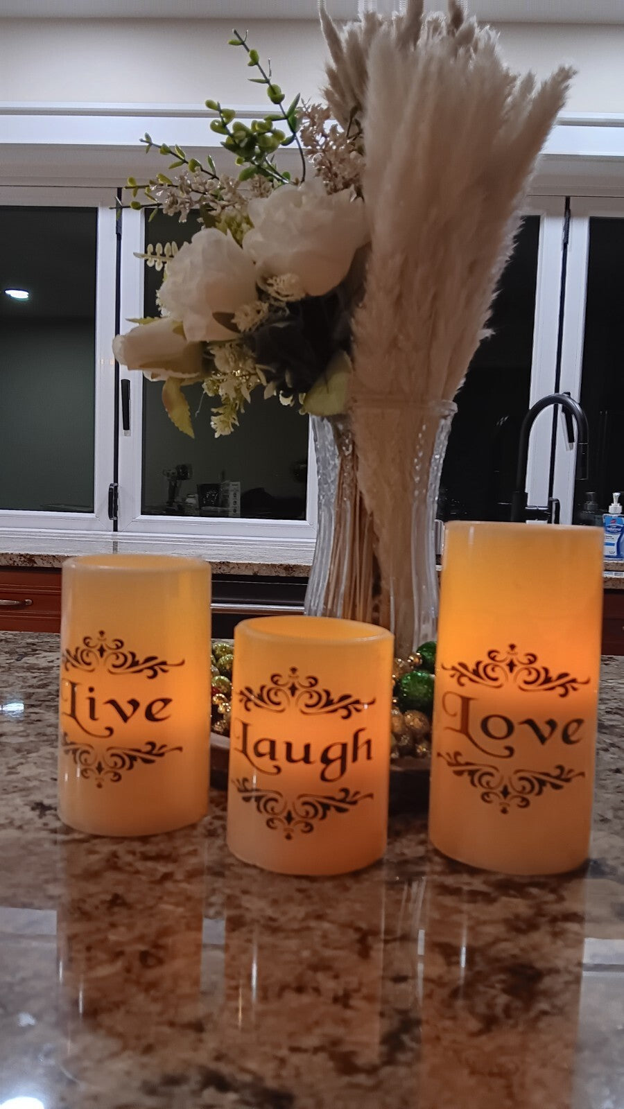 Real Wax! Live Laugh Love Electronic LED Candle SET of 3pcs REAL WAX!