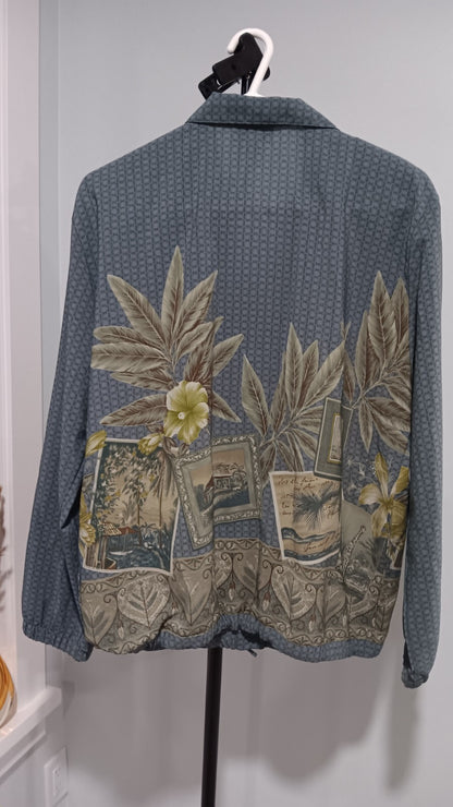 Medium Women's BOHO Teddi Shirt With Tropical Safari Hawaiian Beach Zebra MX