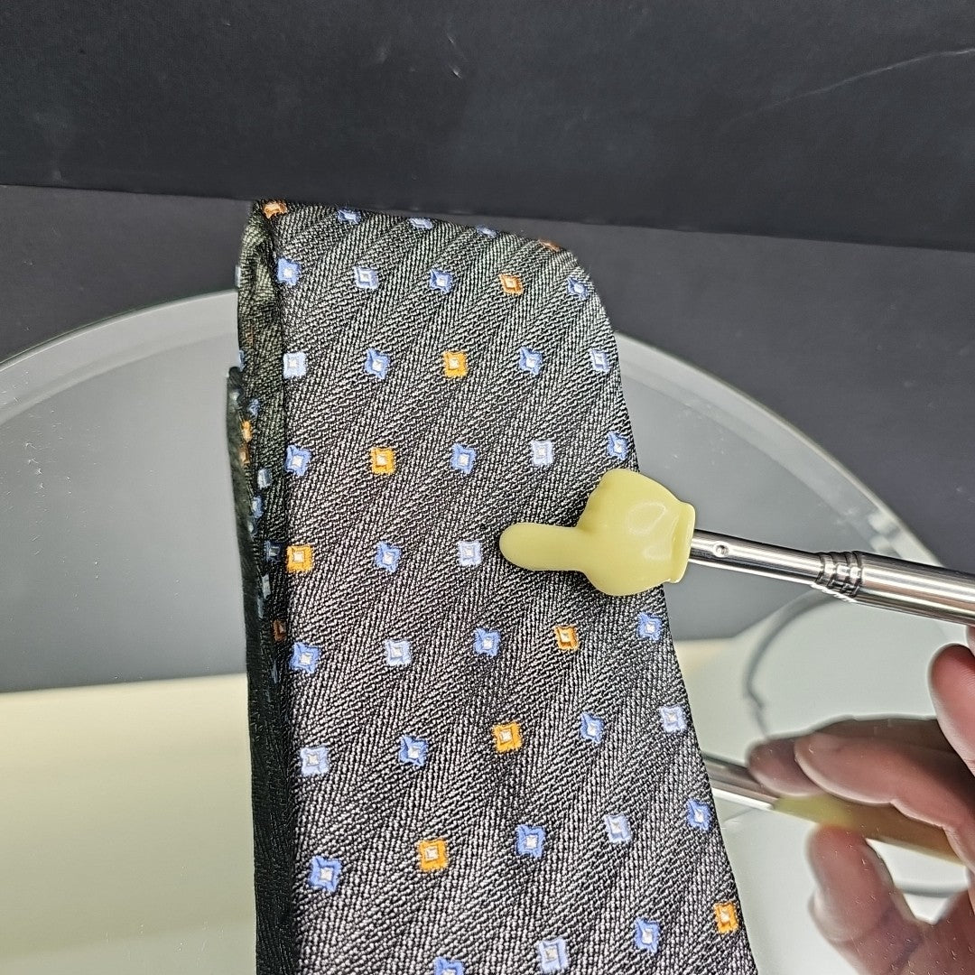 Serica Made in Italy Silk Tie Grey Box Cross Stripe Pattern Formal Career