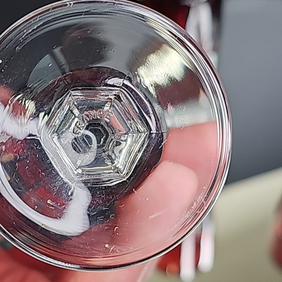 4 Vintage Luminarc Verrerie D'Arques Ruby Red Wine Glasses Champagne flute