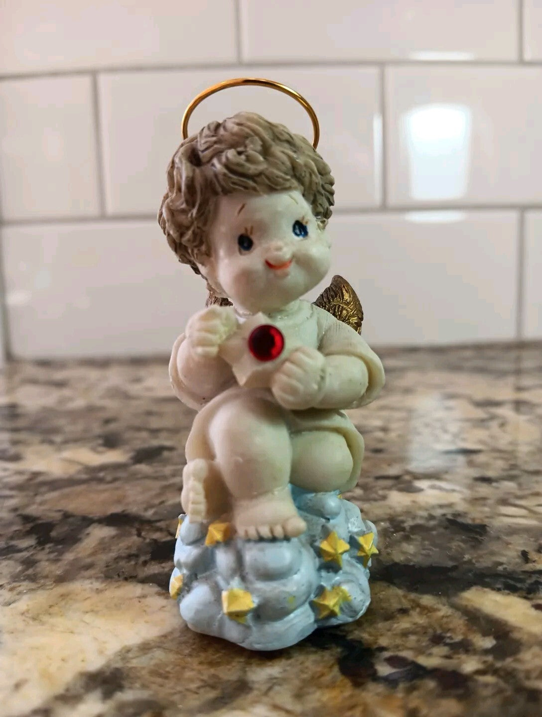 July Baby Ruby Birthstone Child Angel Figurine For Baby Child Gift Collectible