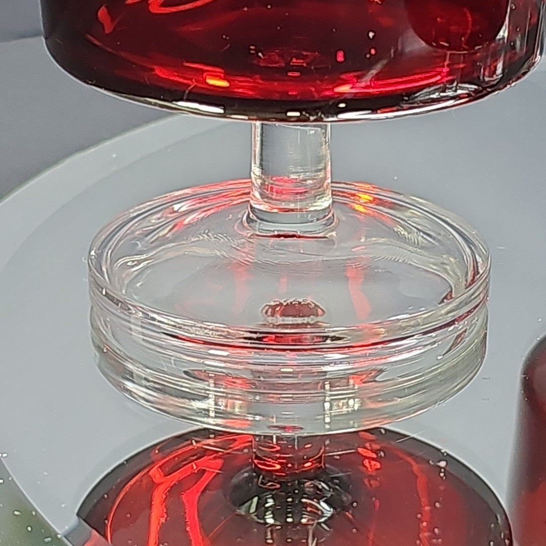 Ruby Red Cavalier Stem Glass 4pcs Dessert Bowls From Luminarc France