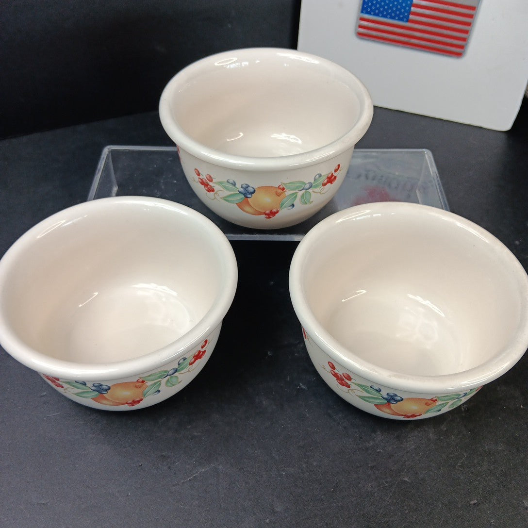 Set of 3 Corelle Corning Abundance Ramekins Bowls 4 Inch Stomeware CN