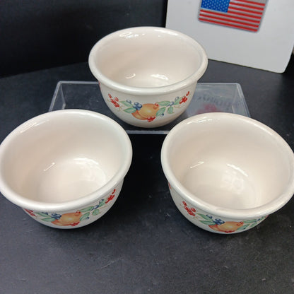 Set of 3 Corelle Corning Abundance Ramekins Bowls 4 Inch Stomeware CN