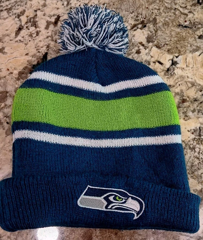 Seattle Seahawks Hat Beanie Toque Blue Green NFL Football Budweiser Cuffed Mens