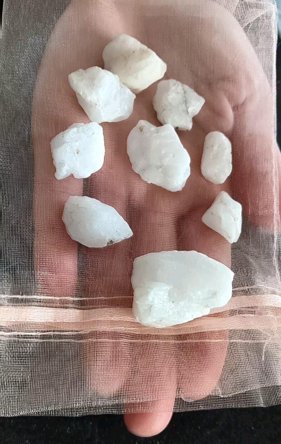 9pcs Quartz Natural Healing Rubbing Stones In Draw String Bag. Canadian Stones