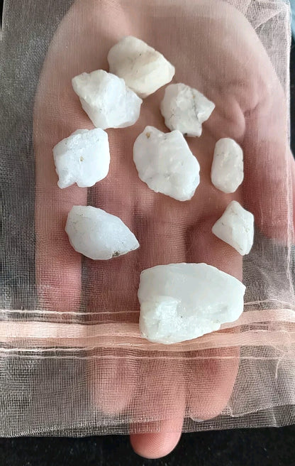 9pcs Quartz Natural Healing Rubbing Stones In Draw String Bag. Canadian Stones