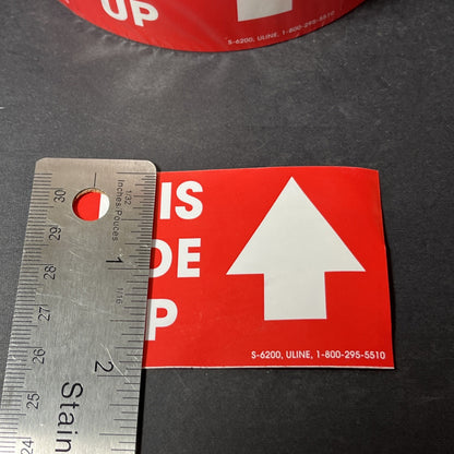 This Side Is Up Stickers 2 Rolls ULINE S-6200 Sealed 500 Per Roll 2x3" USA