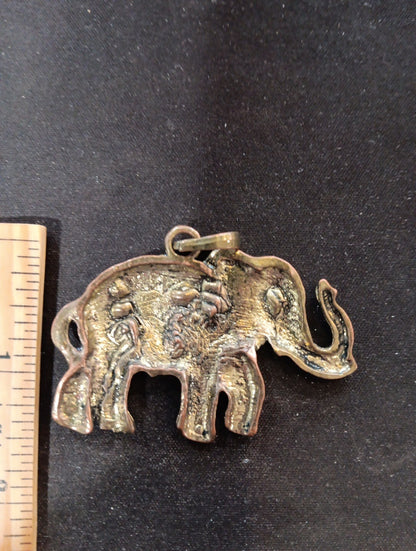 Large Elephant Necklace Pendant With Intricate Detail Beautiful!
