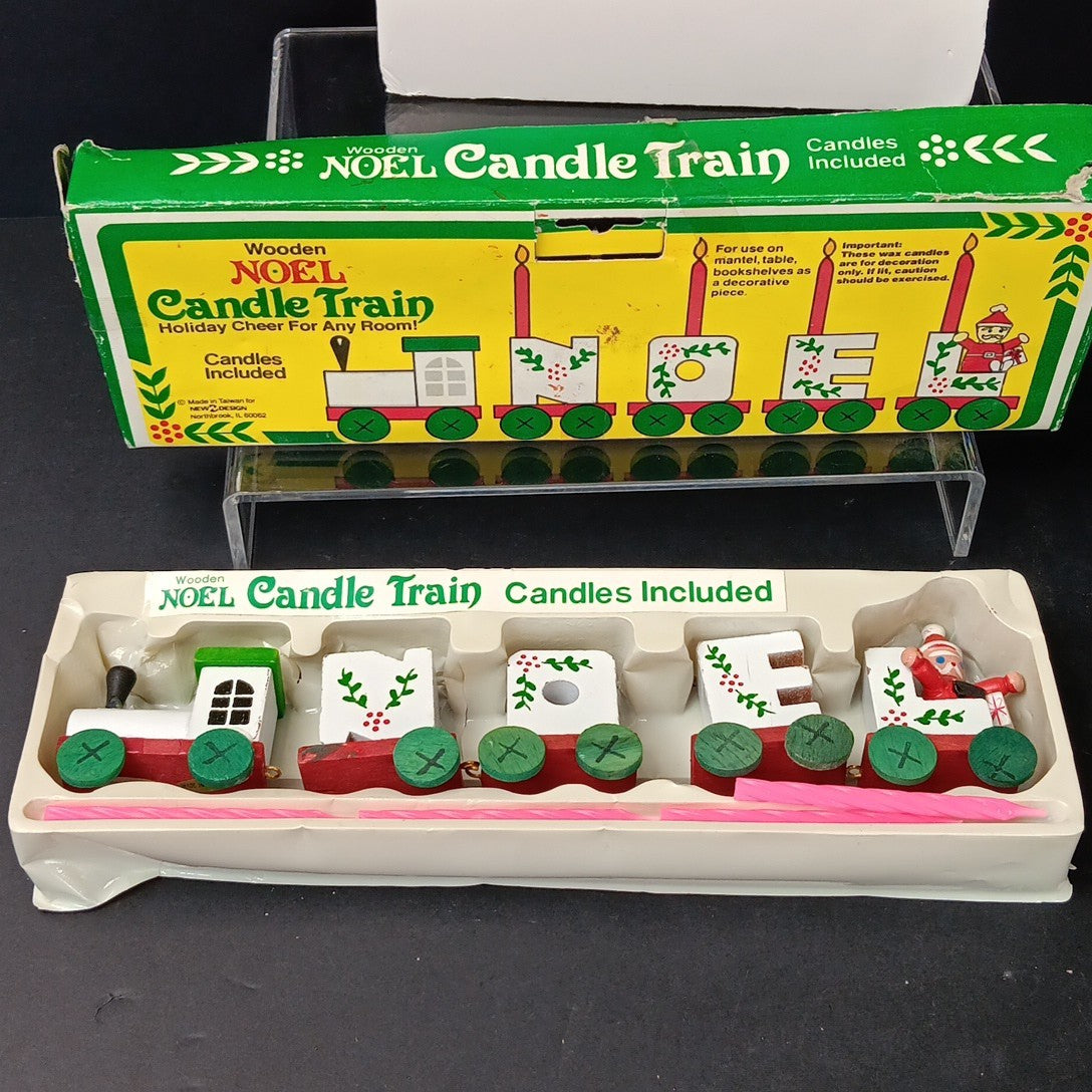 Giftco Wooden NOEL Candle Train Vintage 1982 White Painted Candles. Not Perfect