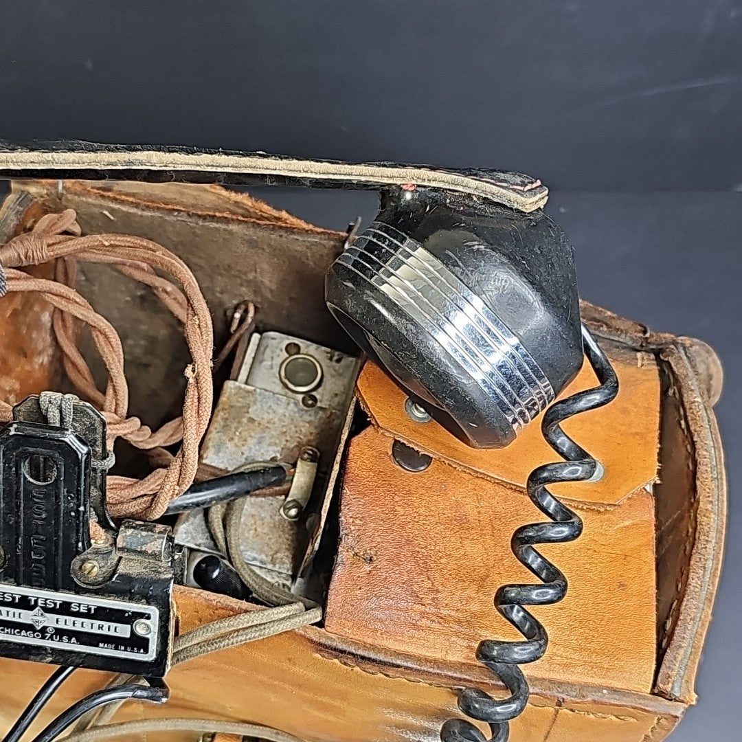 Automatic Electric West Test Set Lineman Phone 1950s W/ Leather Case D-780536-A