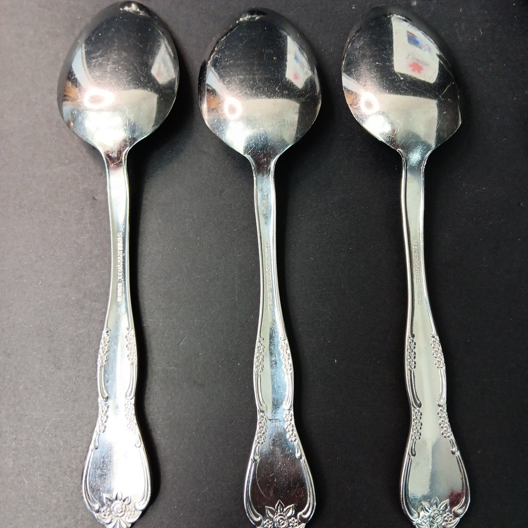 14pc Stainless Steel Korea Flatware Incomplete Set Rose Flowers Fork Knife Spoon