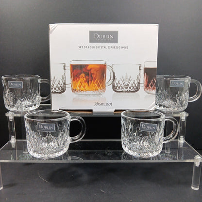 Set Of 4 Crystal Godinger Dublin Espresso Cups Shannon Glasses Mugs CN