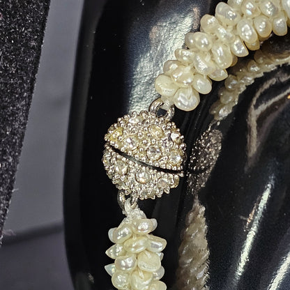 Authentic Freshwater Pearl Necklace And Bracelet Set Diamond ? Clasps VTG Read