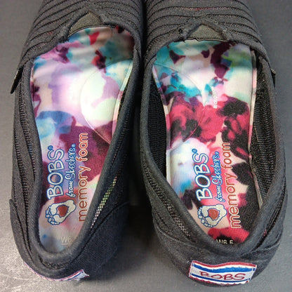 Bobs from Skechers Womens Black Canvas Mesh Slip on Ballet Flat Size 6.5 CN