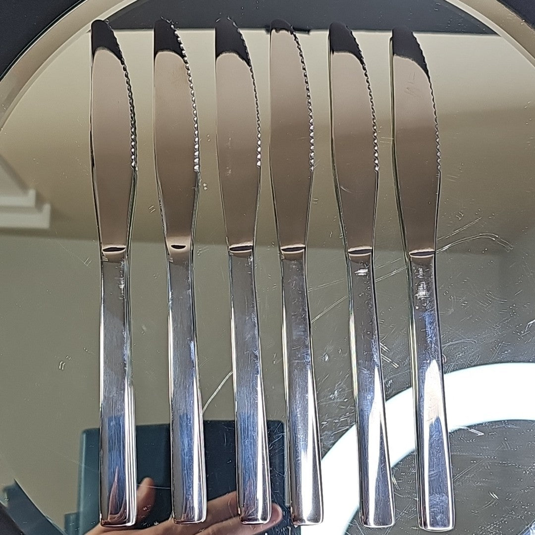 6pcs Browne Stainless Steel WIN2 Unknown Pattern Dinner Knife Set Of 6