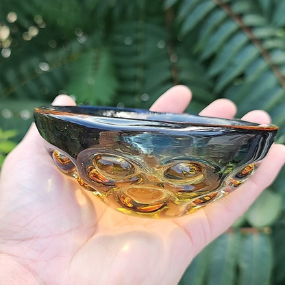 Blue To Amber Fading Bowl Handmade MCM Vintage Heavy Very Cool Piece