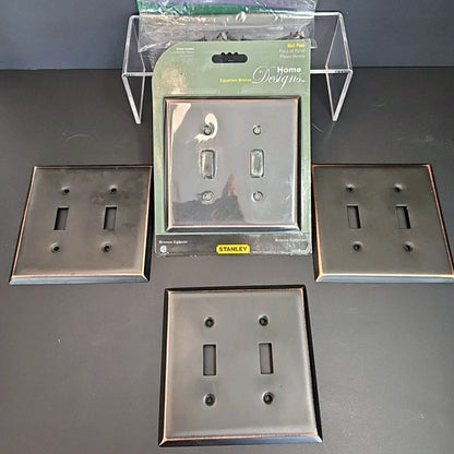 Stanley S835-611 Wall Plate Egyptian Bronze 4Pcs Dual Light Switch Cover CN USED