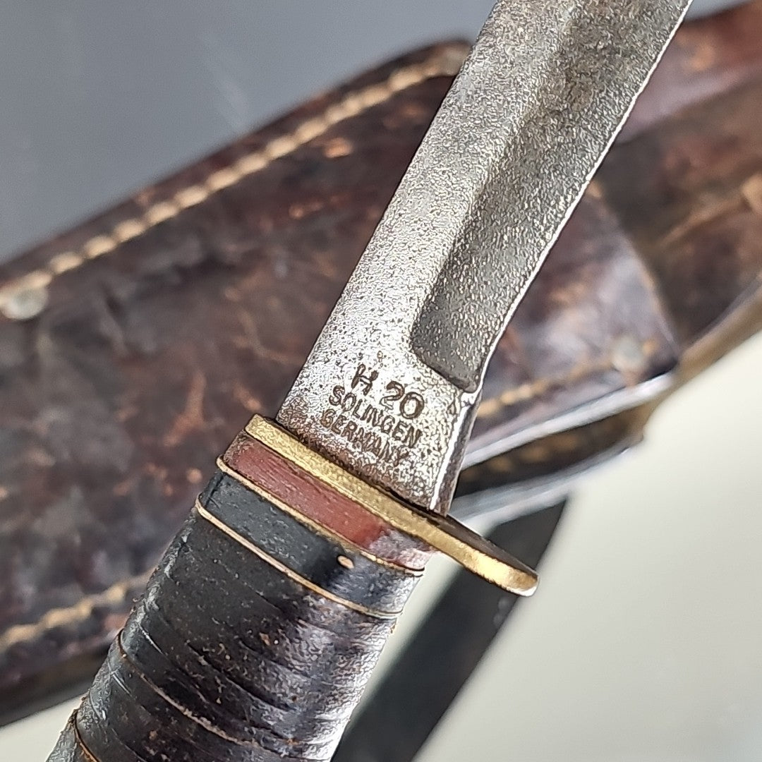 Solingen H 20 Germany Knife With Interesting Marking And Sheath Rare