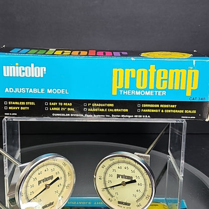 TWO Unicolor Protemp Thermometer Cat 348 Photo Lab Adjustable Luminescent
