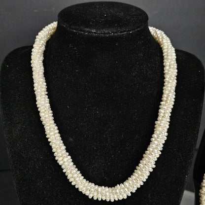 Authentic Freshwater Pearl Necklace And Bracelet Set Diamond ? Clasps VTG Read