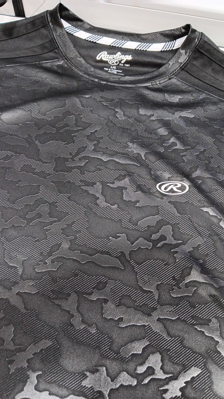 LARGE Rawlings Mens Sleeveless Shirt Gym, Running 100% Polyester Black Gray BD