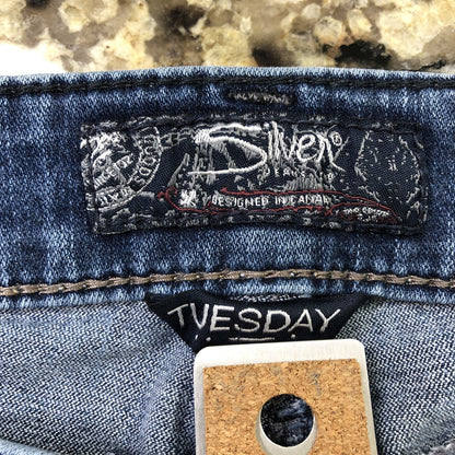 Size 30 X 32 Silver Jean Co. Womens Denim Bootcut Jeans Beaded Distressed