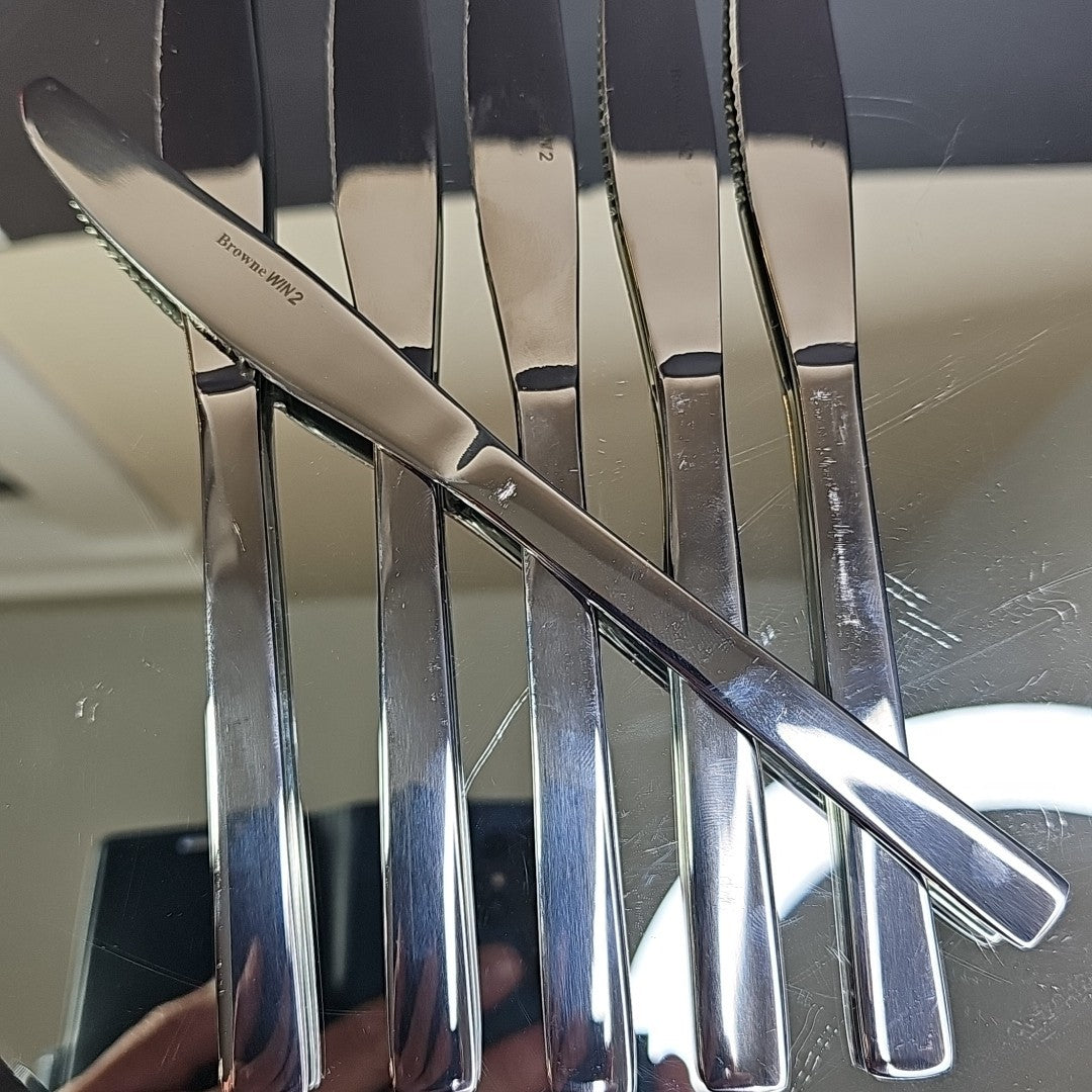 6pcs Browne Stainless Steel WIN2 Unknown Pattern Dinner Knife Set Of 6