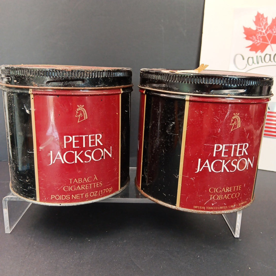 Rare Peter Jackson Tobacco Containers Canada Bilingual Fair Condition 2pcs