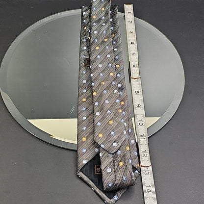 Serica Made in Italy Silk Tie Grey Box Cross Stripe Pattern Formal Career