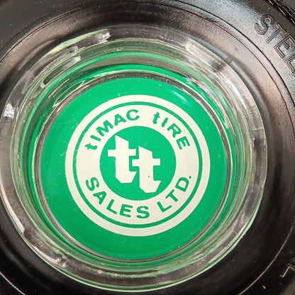 Kelly-Springfield And Timac Tire Sales Ltd Vintage Ashtray Rubber Tire And Glass