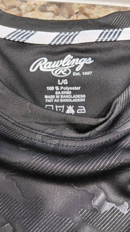 LARGE Rawlings Mens Sleeveless Shirt Gym, Running 100% Polyester Black Gray BD