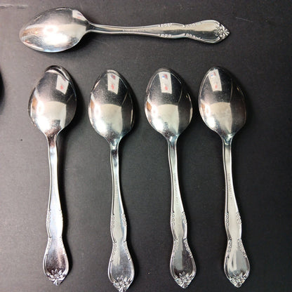 14pc Stainless Steel Korea Flatware Incomplete Set Rose Flowers Fork Knife Spoon