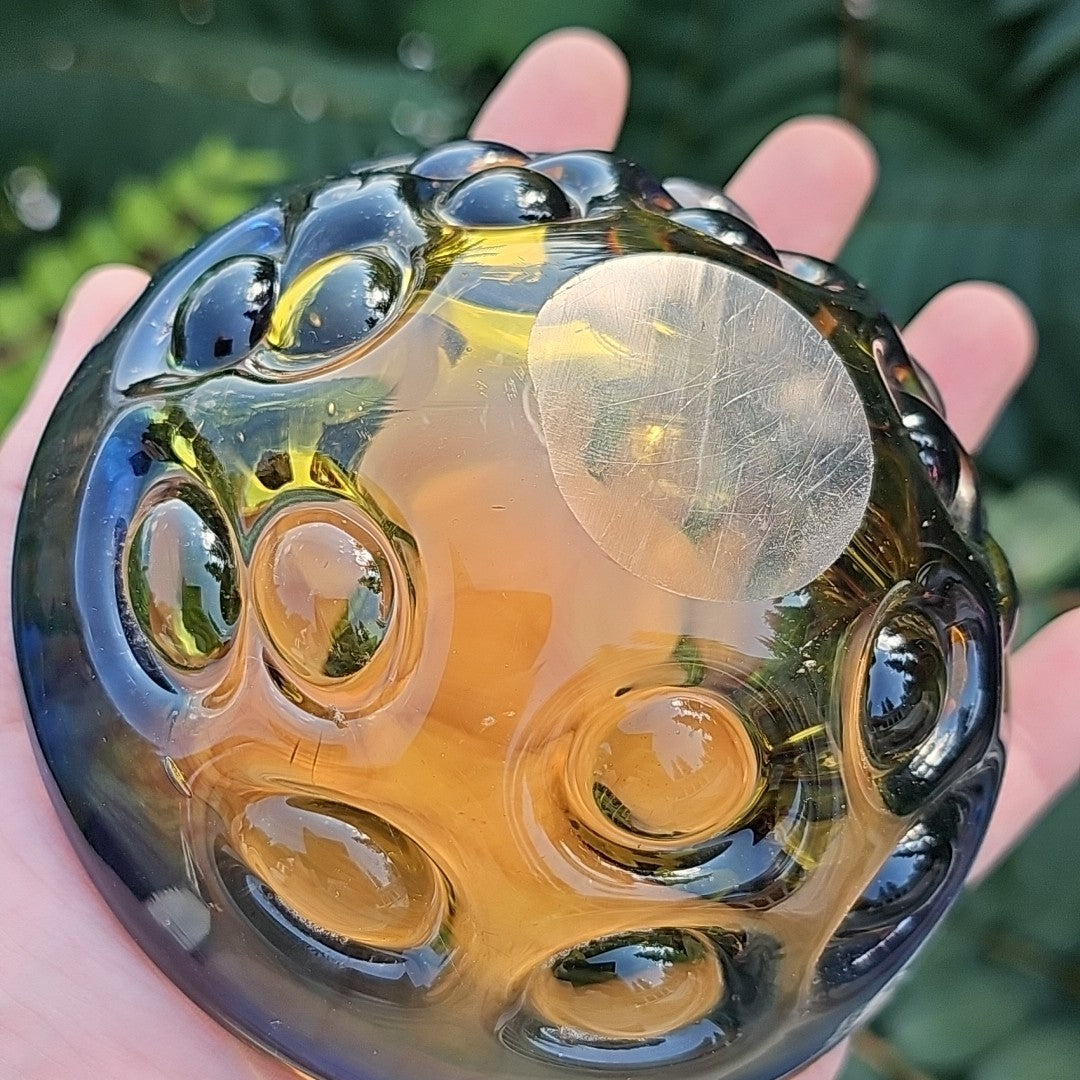 Blue To Amber Fading Bowl Handmade MCM Vintage Heavy Very Cool Piece