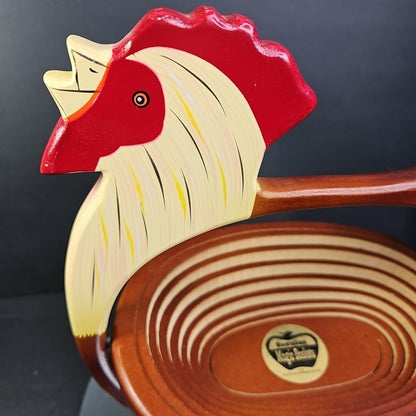 HAWAIIAN MAGIC BASKET  WOODEN ROOSTER  (BREAD BASKET) FARMHOUSE CHIC