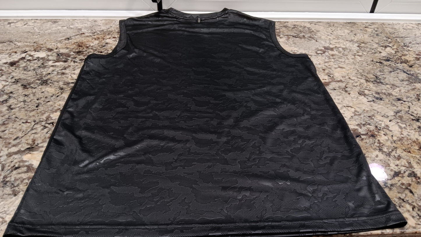 LARGE Rawlings Mens Sleeveless Shirt Gym, Running 100% Polyester Black Gray BD