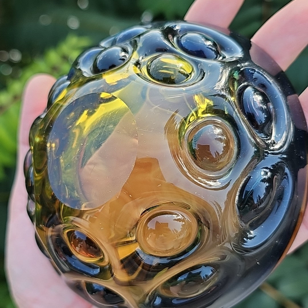 Blue To Amber Fading Bowl Handmade MCM Vintage Heavy Very Cool Piece