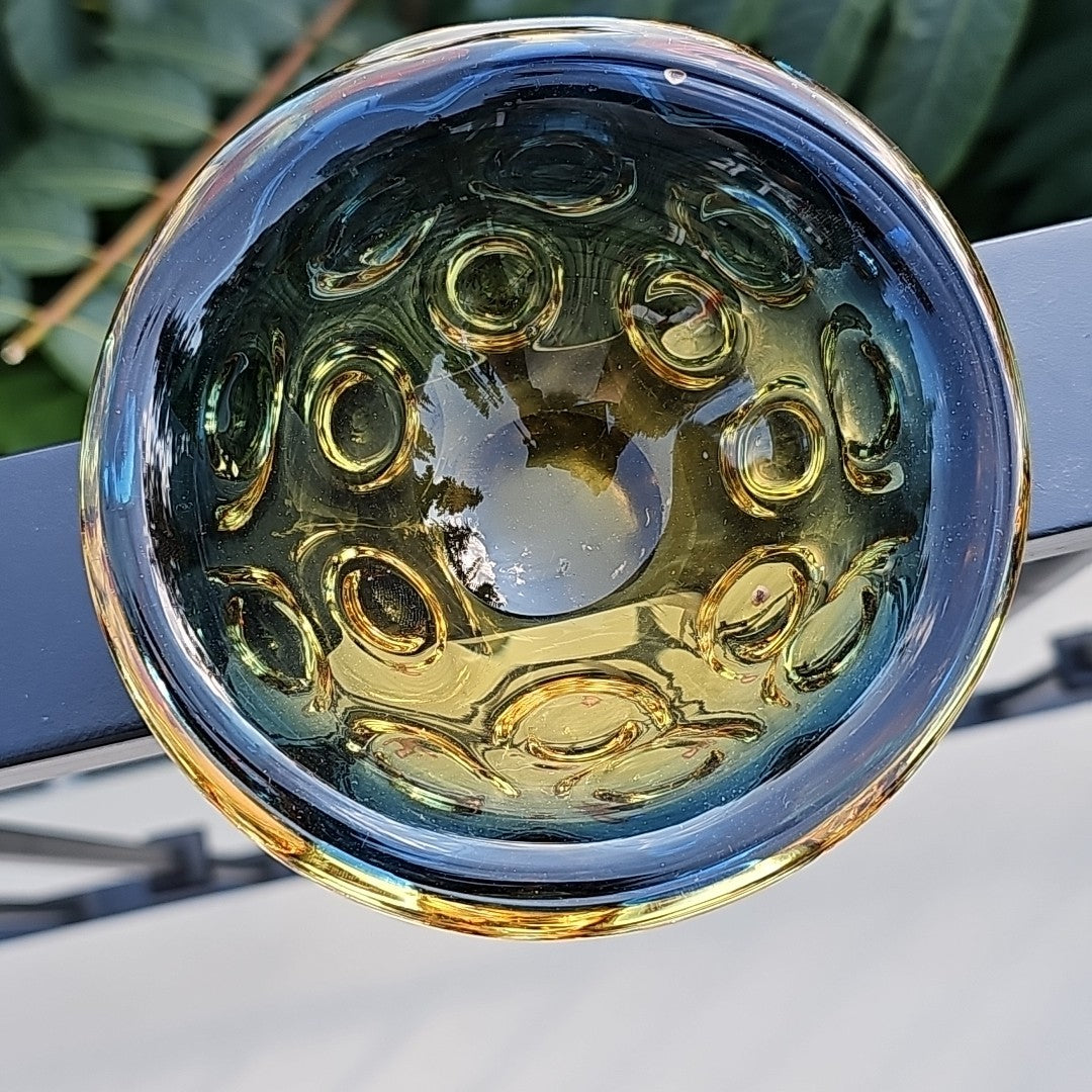 Blue To Amber Fading Bowl Handmade MCM Vintage Heavy Very Cool Piece