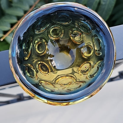 Blue To Amber Fading Bowl Handmade MCM Vintage Heavy Very Cool Piece