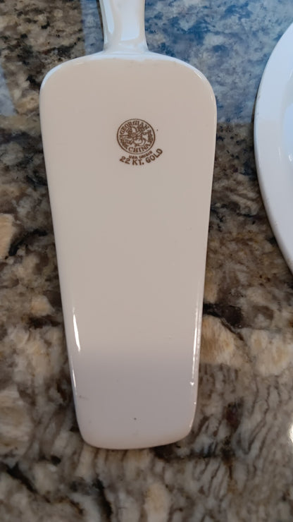 Festival Ironstone Apple Pie Korea & Georgian China 22K Gold Pie Server Canada