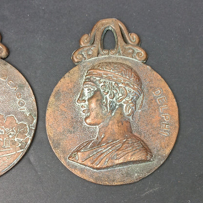 2 Vintage 1947 Metal Art Delphi Paper Letter Clip Holder Greece Read