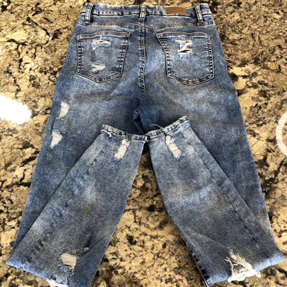 Size 26 X 27.5 Bluenotes Women’s Denim Super High Rise Jegging Rips Grunge X